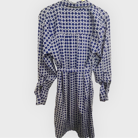 Motherhood Shirtdress Button up Long Sleeve roll tab dress Navy white Size L - Picture 8 of 12